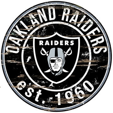 Raiders Established Date Distressed Round Wall Art