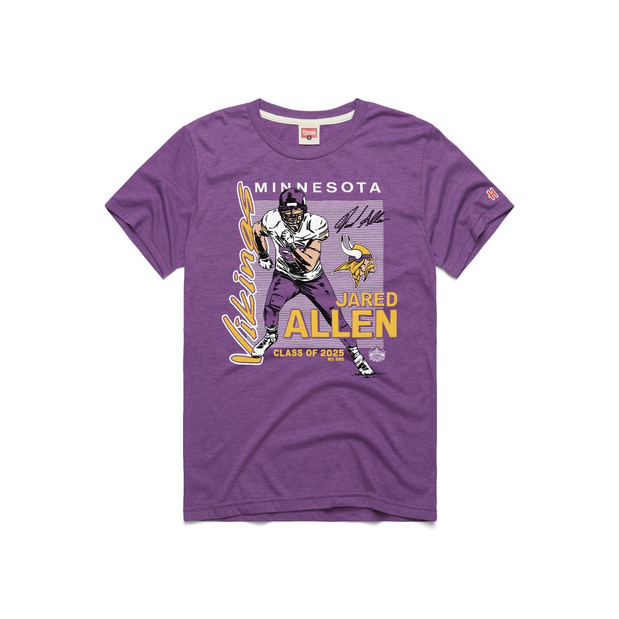 【新品 未使用】JUMPONE JUMPプリント パープル Tシャツ Jared Allen Vikings Class of 2025 Homage T-Shirt – Pro Football