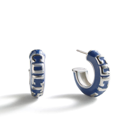 Colts Puffy Enamel Hoop Earrings