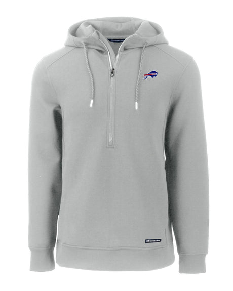 Bills Cutter and Buck Men's Grey Roam Eco Half Zip Hooded Pullover