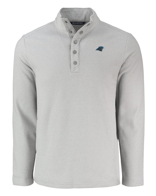 Panthers Cutter and Buck Men's Grey Hunts Point Eco Fleece Snap Pullover