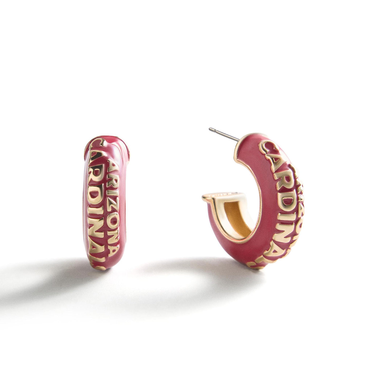 Cardinals Puffy Enamel Hoop Earrings