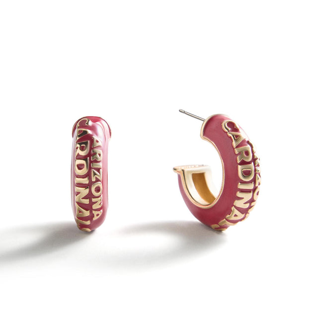 Cardinals Puffy Enamel Hoop Earrings
