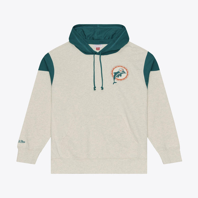 Dolphins 2026 Mitchell & Ness Men's Retro Roots French Terry Hoodie