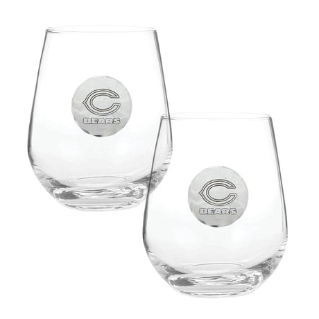 Chicago Bears 2-Piece Stemless Wine Glass Set with Collectible Box