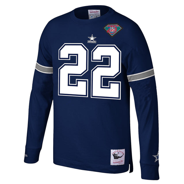 Cowboys Emmitt Smith Men's Mitchell & Ness Name and Number Long Sleeve T-Shirt