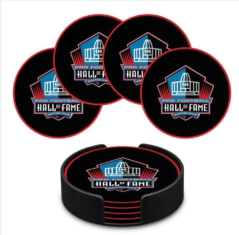 Hall of Fame 4-Pack Coaster Set with Holder Pro Football Hall of Fame