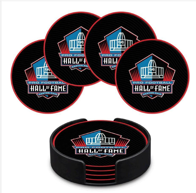 Hall of Fame 4-Pack Coaster Set with Holder Pro Football Hall of Fame