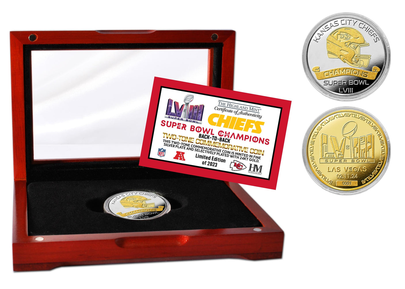 Kansas City Chiefs Super Bowl LVIII (58) Champions Gold and Silver 2-Tone Flip Coin