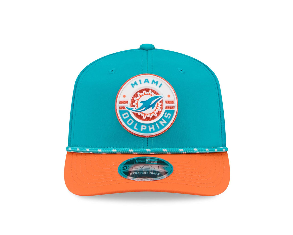 Dolphins 2026 New Era Men's 9SEVENTY Stretch Snap Two-Tone Hat Pro Football Hall of Fame