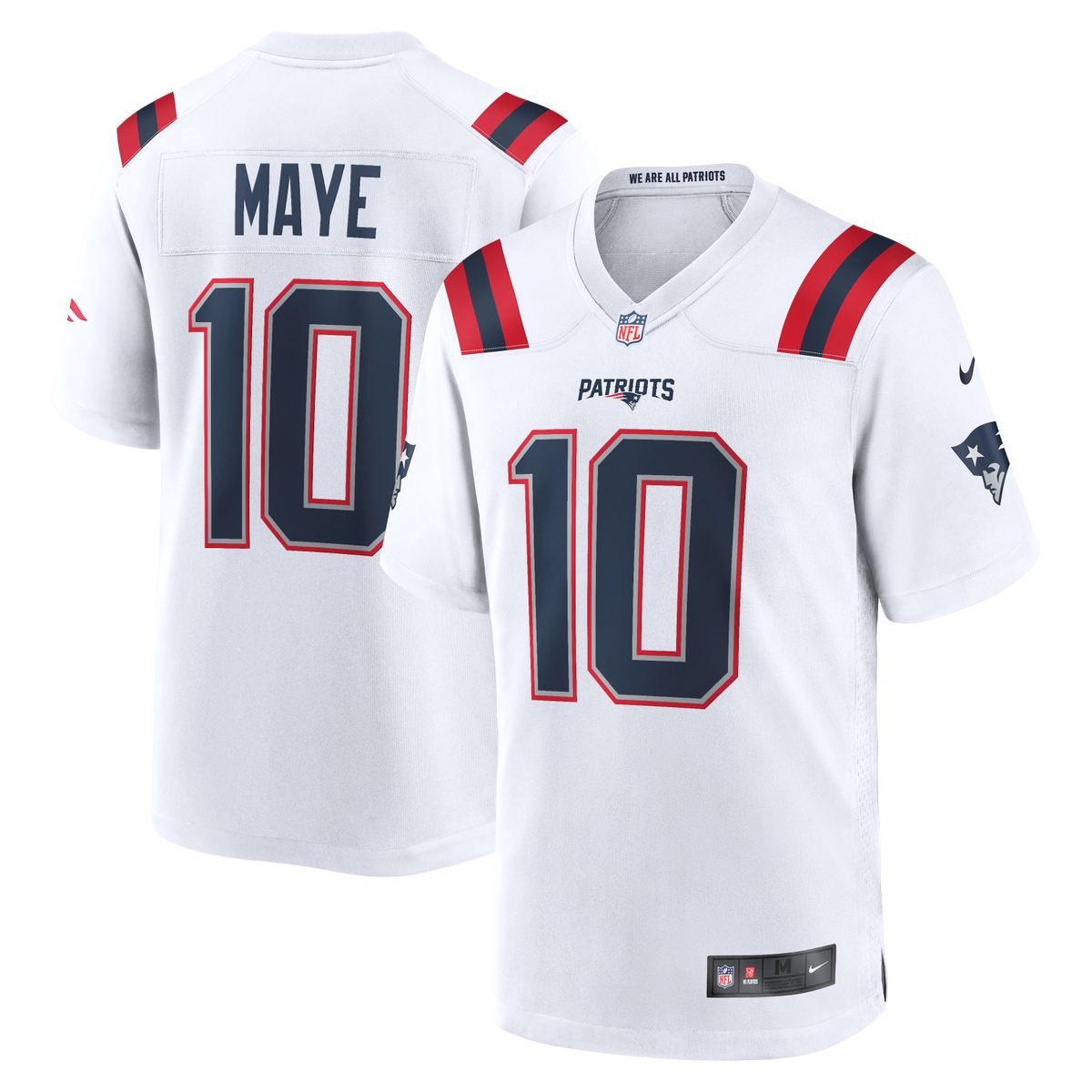 Patriots Drake Maye Men's Nike Road Game Jersey Pro Football Hall of Fame