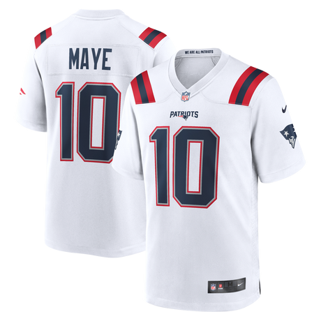 Patriots Drake Maye Men's Nike Road Game Jersey Pro Football Hall of Fame
