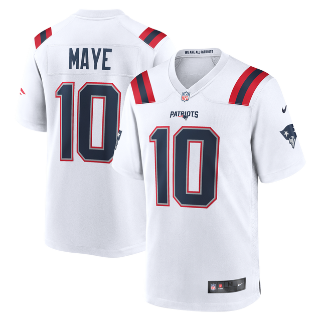 Patriots Drake Maye Men's Nike Road Game Jersey Pro Football Hall of Fame