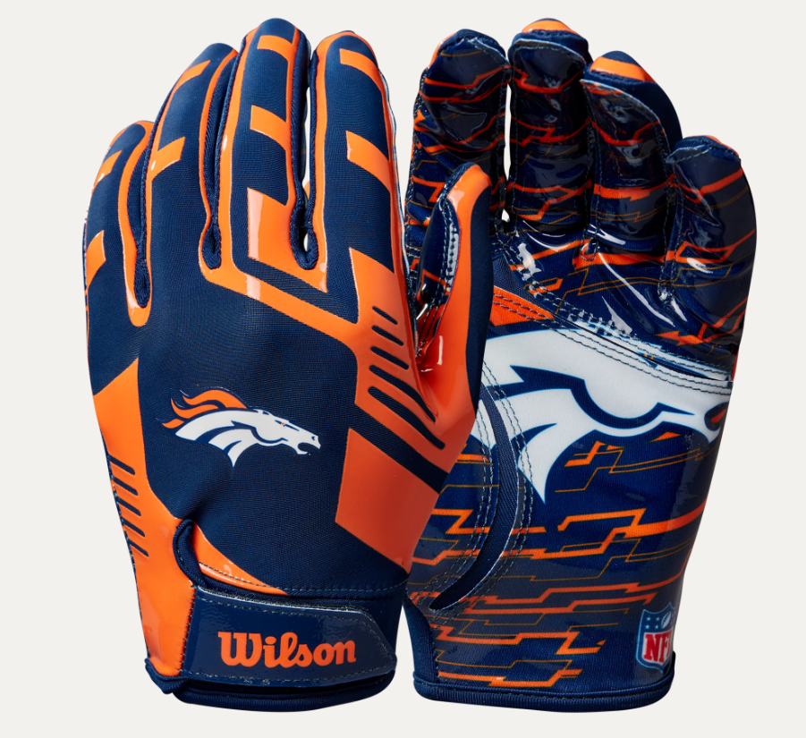 Broncos Wilson Youth NFL Stretch Fit Receivers Gloves Pro Football Hall of Fame