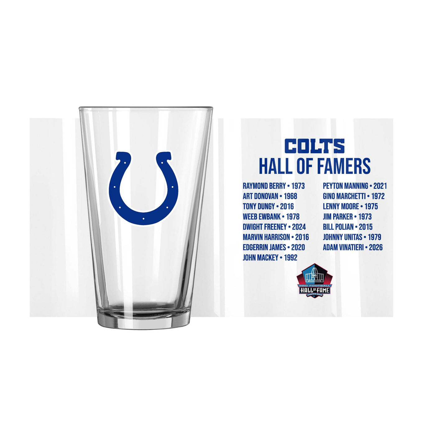 Colts 2026 Hall of Famer Pint Glass