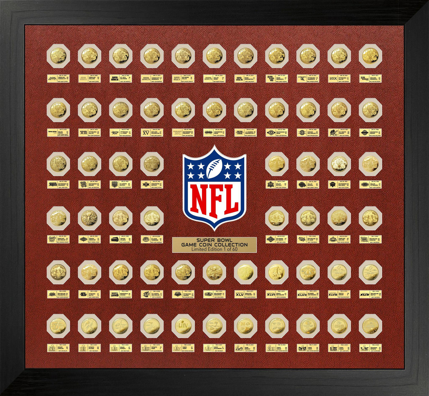 Super Bowl 60th Anniversary Gold Game-Coin Collection Frame