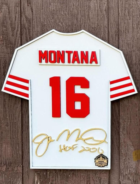 Joe Montana Wood Jersey 3D Sign