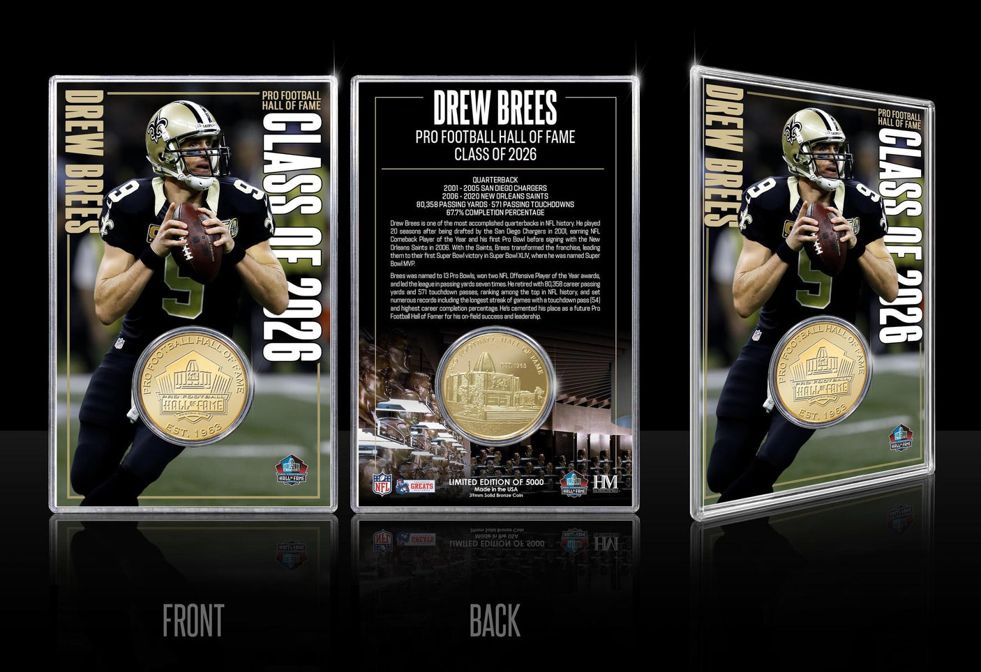 Drew Brees Class of 2026 Hall of Fame Induction Bronze Coin Card