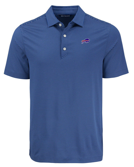 Bills Cutter and Buck Men's Blue Forge Eco Fine Line Stripe Recycled Polo