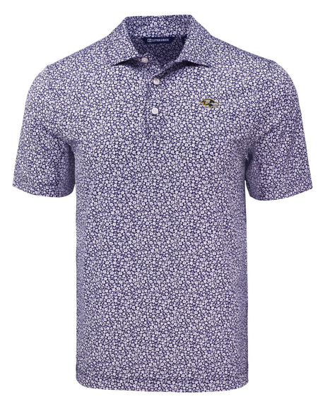 Ravens Cutter and Buck Men's Purple Pike Eco Flora Print Polo