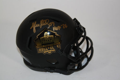 Luke Kuechly Autographed Hall of Fame Black Mini Helmet with HOF Inscription