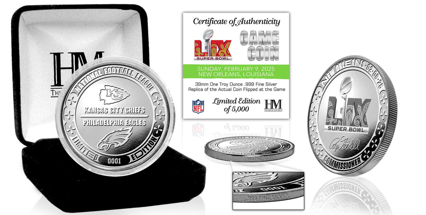 Super Bowl LIX (59) Chiefs vs Eagles 1oz .999 Fine Silver Flip Coin