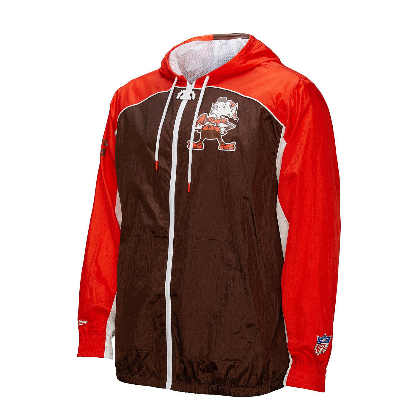 Browns Men's Mitchell & Ness Big Shot Premium Vintage Logo Windbreaker Jacket