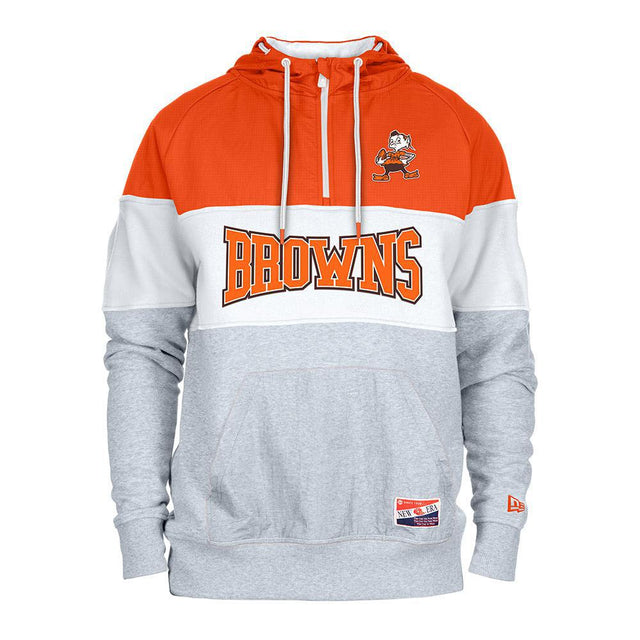 Browns 2024 New Era Men's Throwback Quarter Zip Hood