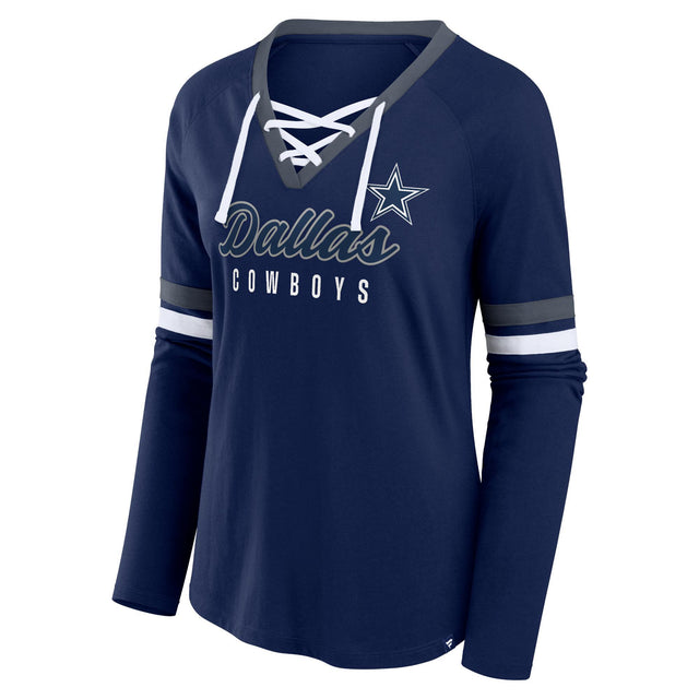 Cowboys Women's Fanatics Won and Done Lace Up Long Sleeve T-Shirt