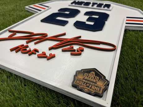 Devin Hester White Wood Jersey 3D Sign DS