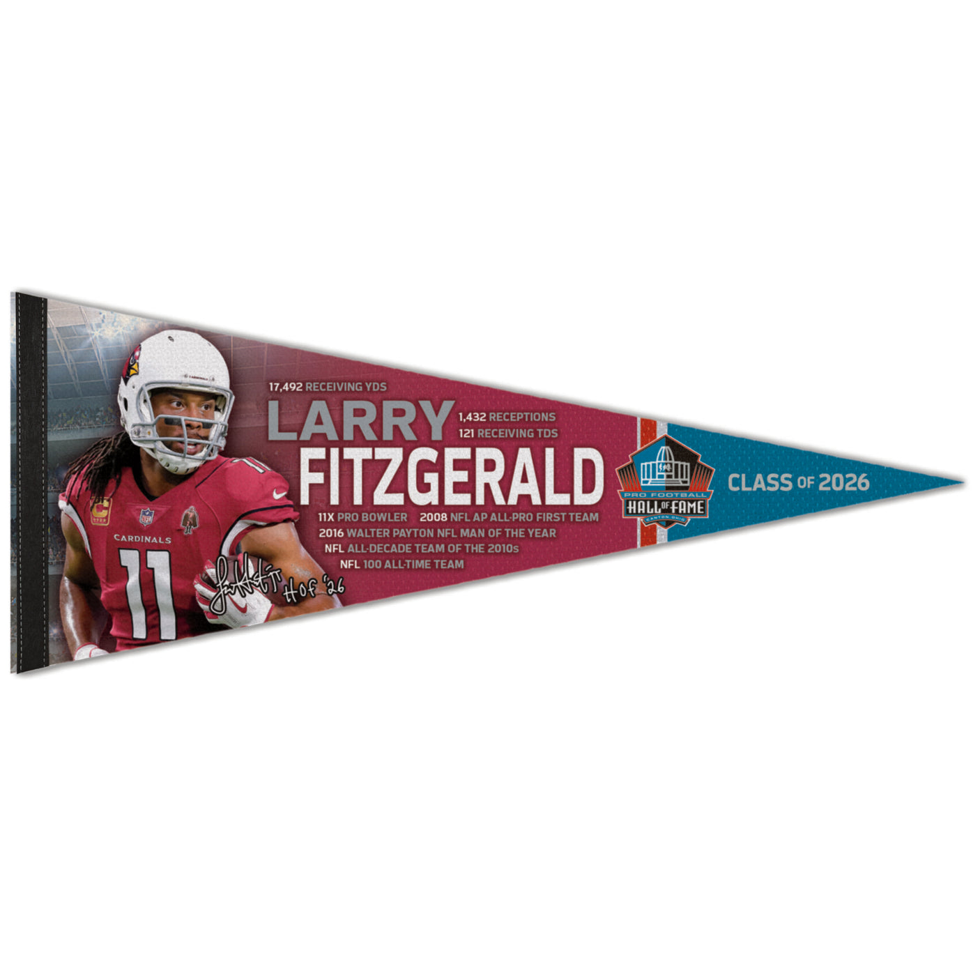 Cardinals Larry Fitzgerald Class of 2026 Premium Pennant