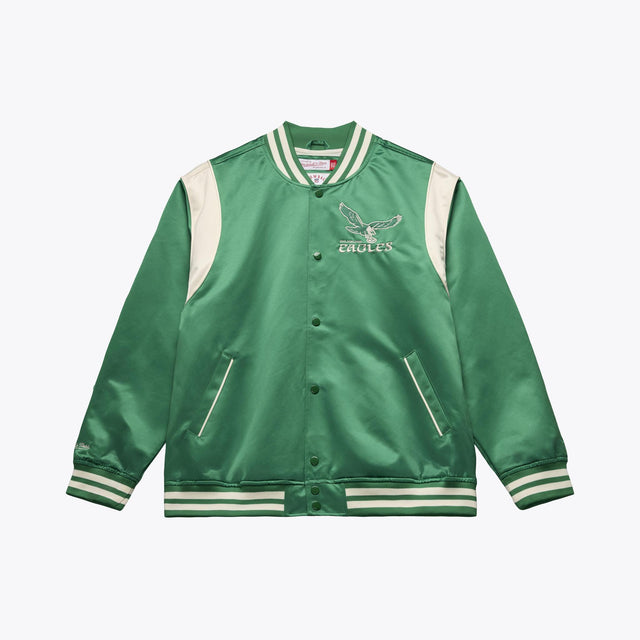 Eagles 2026 Mitchell & Ness Men's NFL Retro Roots Lightweight Satin Jacket (10355338969364)