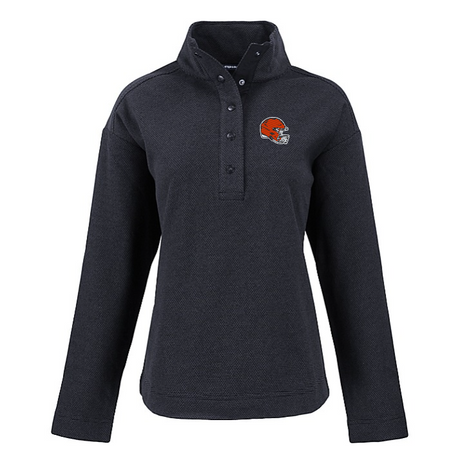 Browns Cutter and Buck Women's Black Hunts Point Eco Fleece Snap Pullover