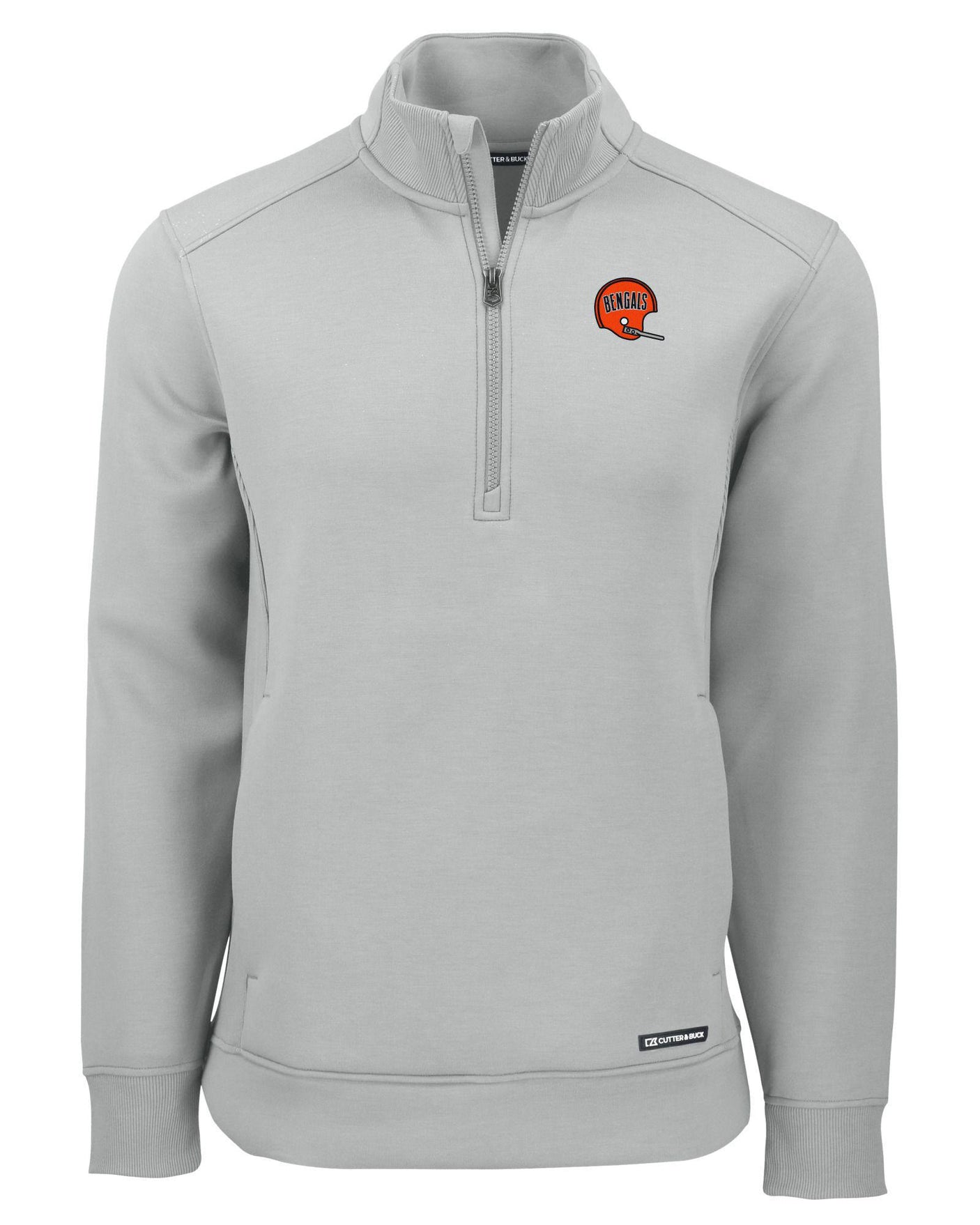 Bengals Cutter and Buck Men's Grey Roam Eco Quarter Zip Pullover