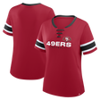 49ers 2025 Fanatics Women's Draw Play Athena Lace Up T-Shirt