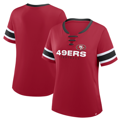 49ers 2025 Fanatics Women's Draw Play Athena Lace Up T-Shirt