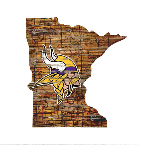 Vikings Distressed State Sign With Team Logo