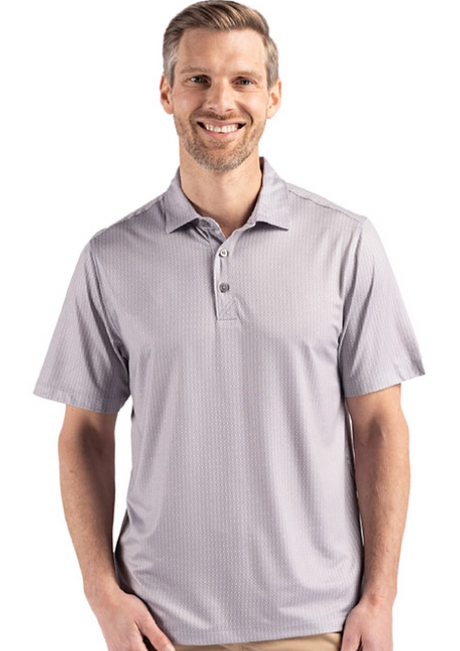 Hall of Fame Cutter & Buck Men's Polished Pike Eco Shadow Check Print Recycled Polo