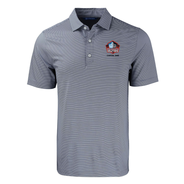 Hall of Fame Cutter & Buck Men's Navy Forge Recycled Double Stripe Four-Way Polo