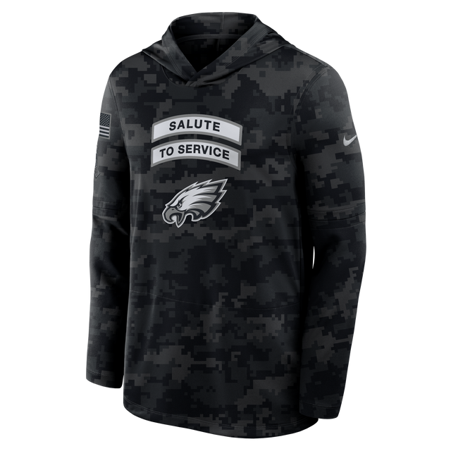 Eagles 2026 Nike Men's Salute to Service Hooded Long Sleeve Top Pro Football Hall of Fame