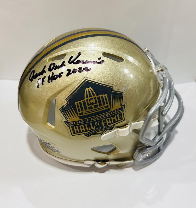 Dick Vermeil Class of 2022 Autographed Hall of Fame Gold Mini Helmet With HOF Inscription
