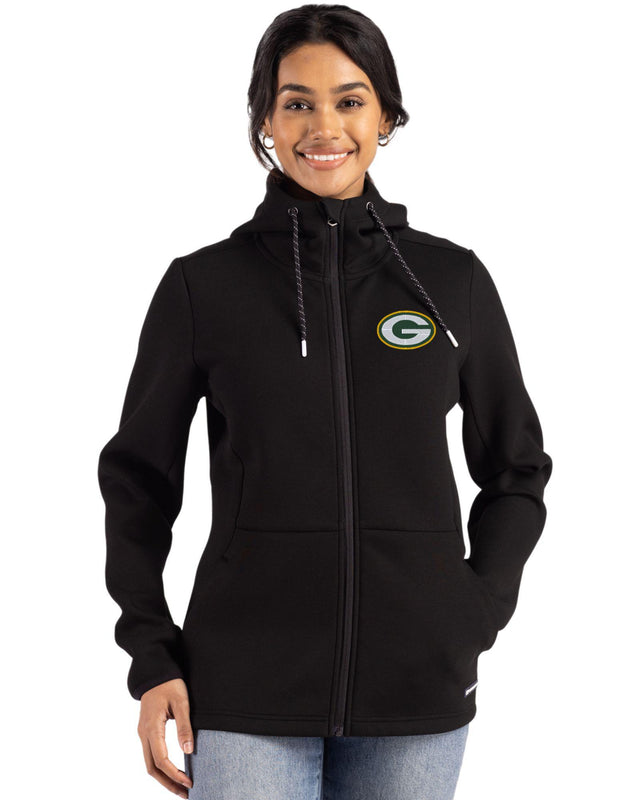 Packers Cutter & Buck Women's Roam Eco Full Zip Hooded Jacket