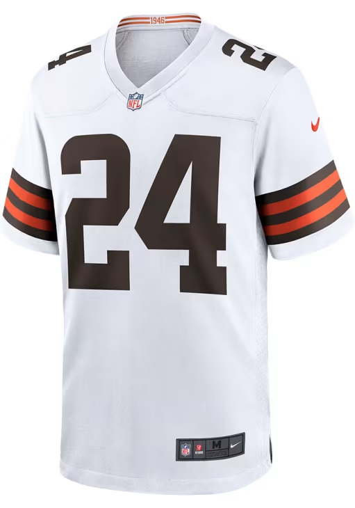 Browns 2021 Nick Chubb Adult Nike White Game Jersey