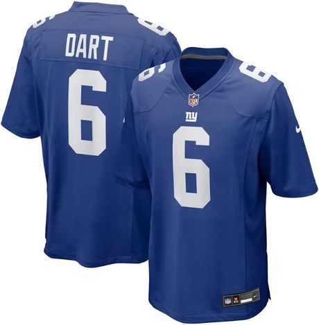 Giants Jaxson Dart Nike Men's Blue Game Jersey