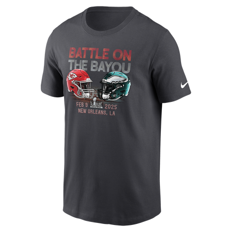 Chiefs vs Eagles Super Bowl LIX Matchup T-Shirt- Dark Grey