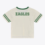 Eagles 2026 Mitchell & Ness Women's Retro Roots Crop Boxy Yoke T-Shirt Pro Football Hall of Fame