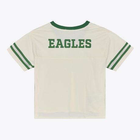 Eagles 2026 Mitchell & Ness Women's Retro Roots Crop Boxy Yoke T-Shirt Pro Football Hall of Fame