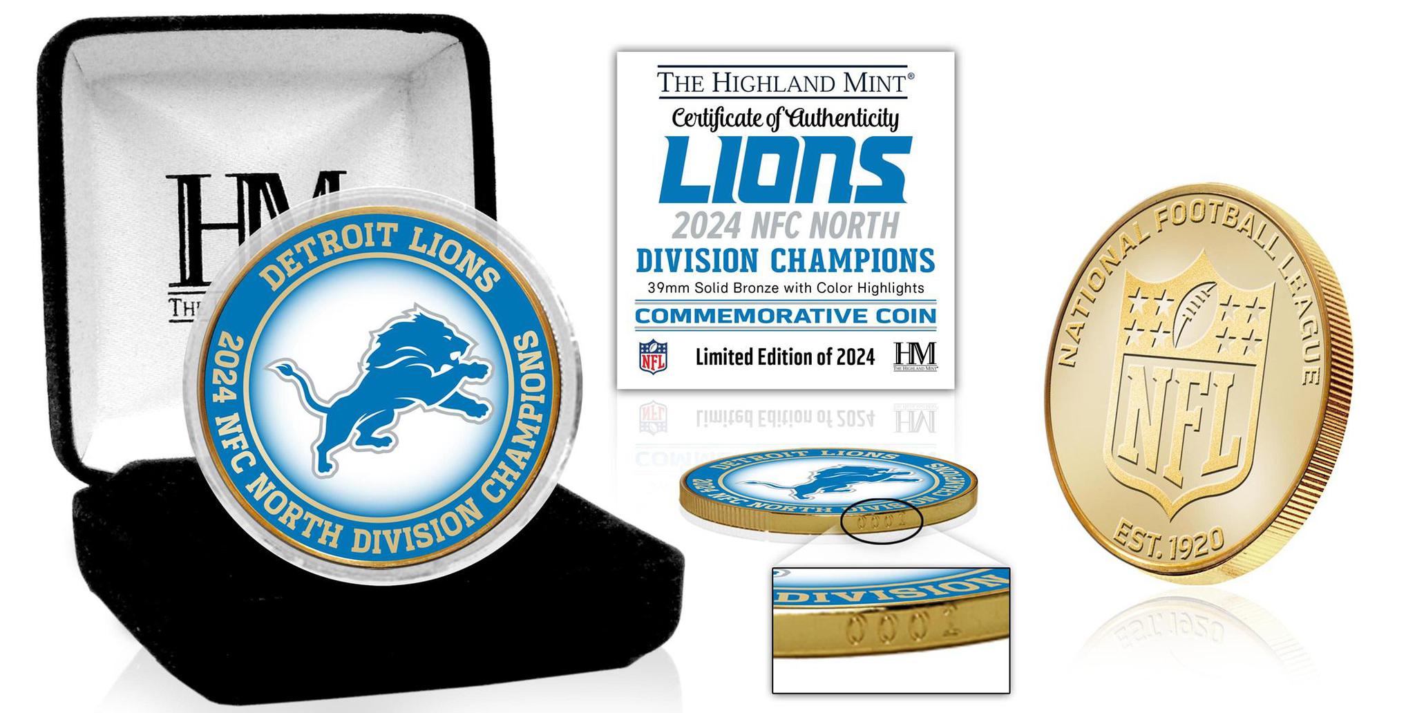 Lions NFC North Division Champions Bronze Color Coin – Pro