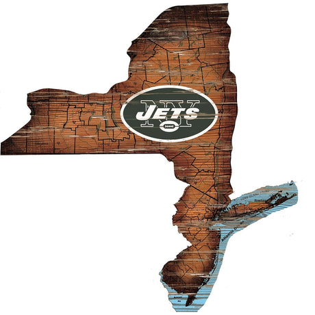 Jets Distressed State Sign With Team Logo