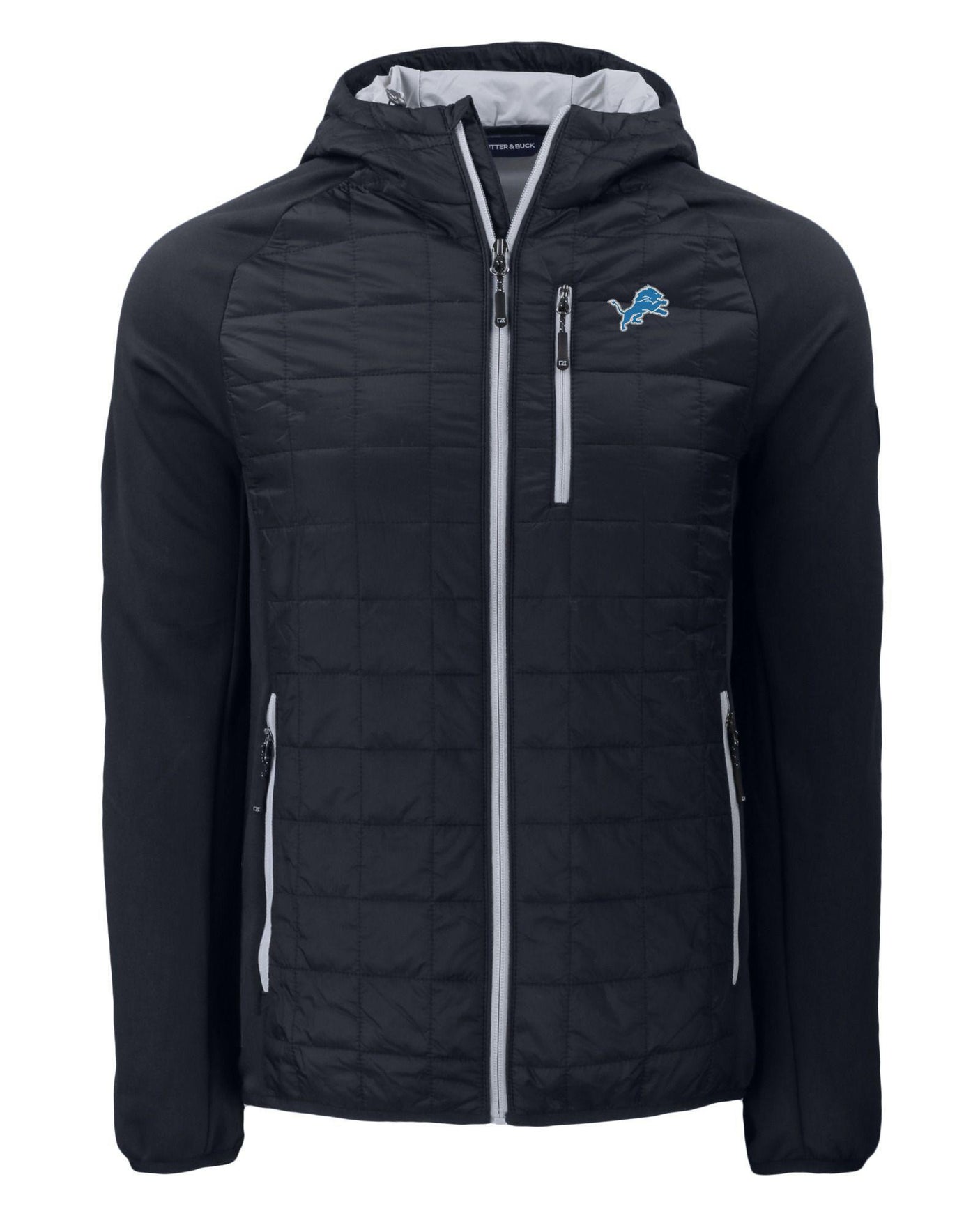 Lions Cutter and Buck Men's Black Rainier PrimaLoft Eco Hybrid Jacket